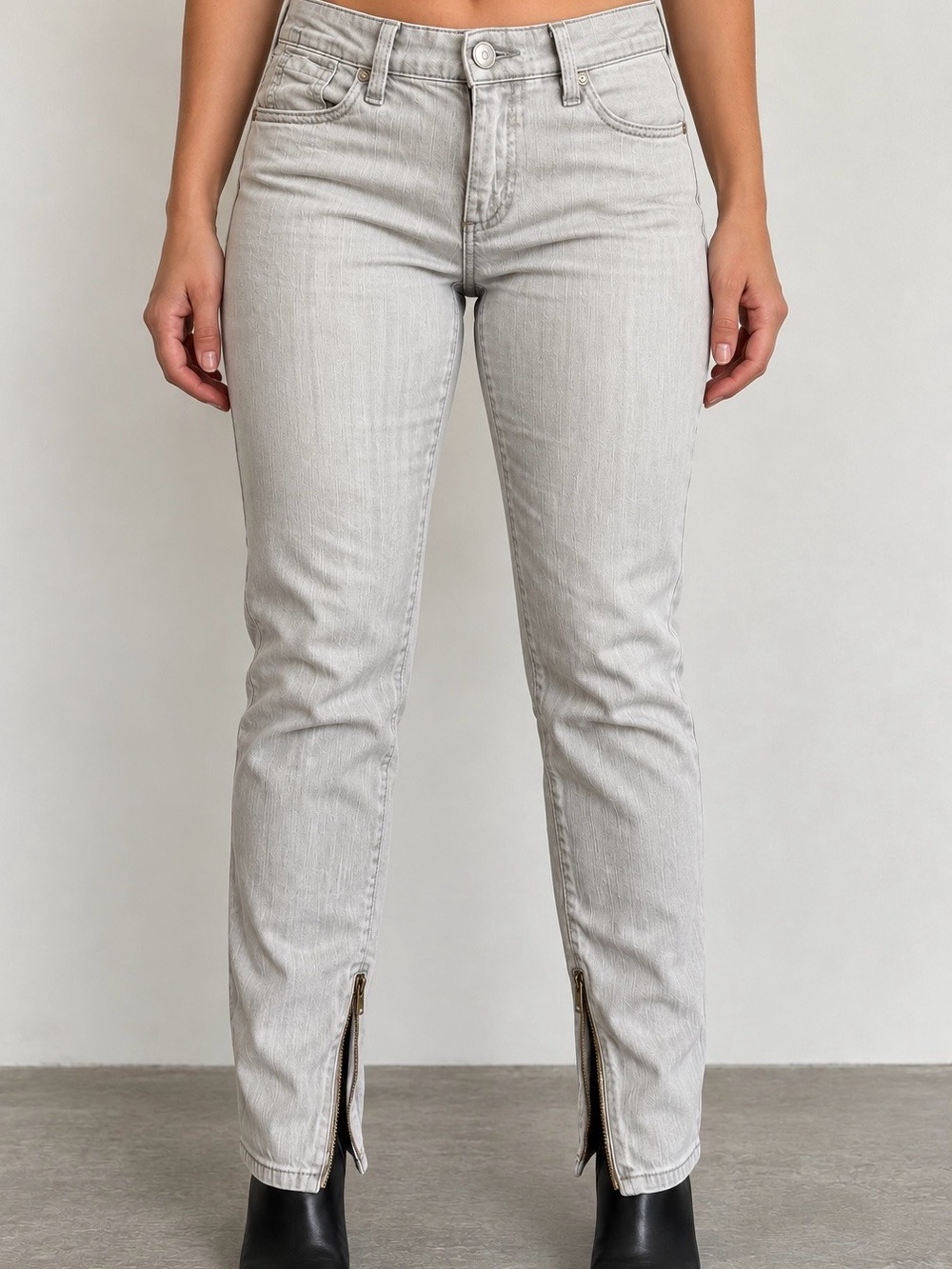 BCBG Max Azria Gray Skinny Jeans Size 30 Ankle Zip Stretch Denim